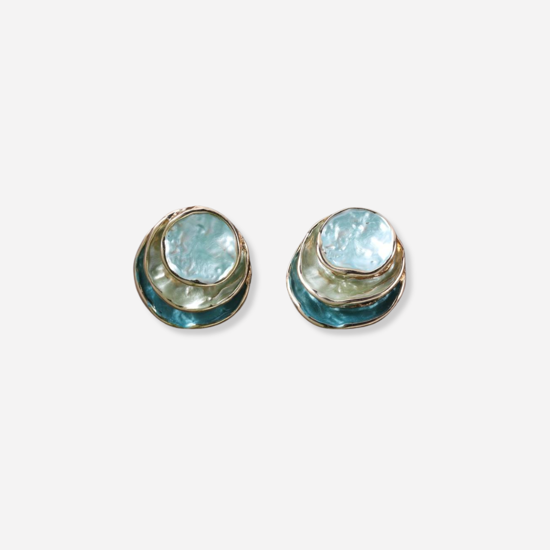Ocean Handmade Three Layered Earrings