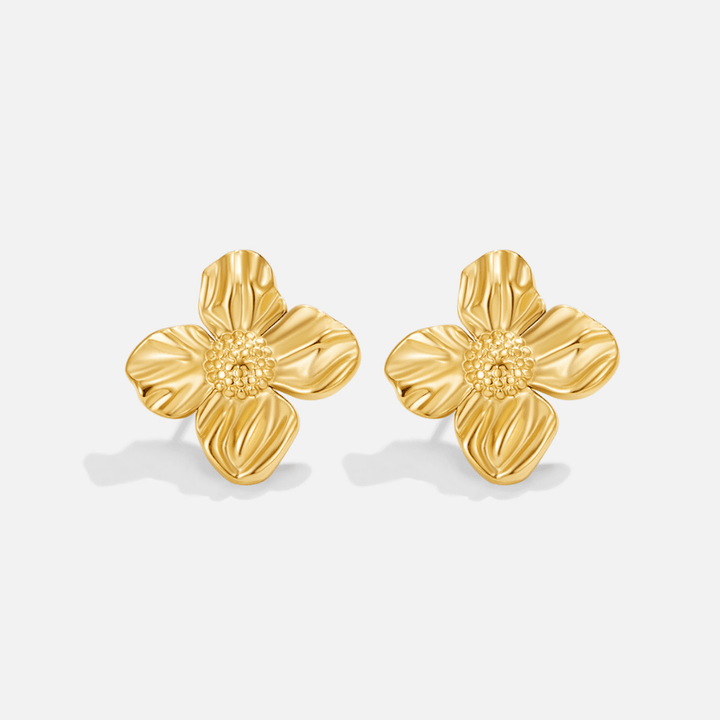 18K Gold Flower Earrings