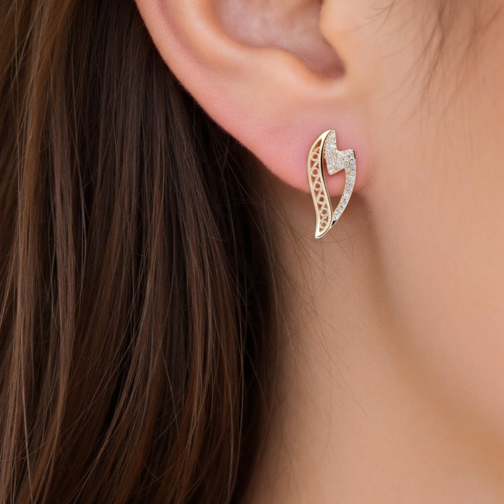 Elegant Earrings with Zirconias in Gold