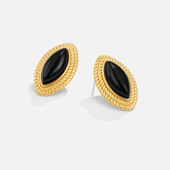 Opal black and gold earrings
