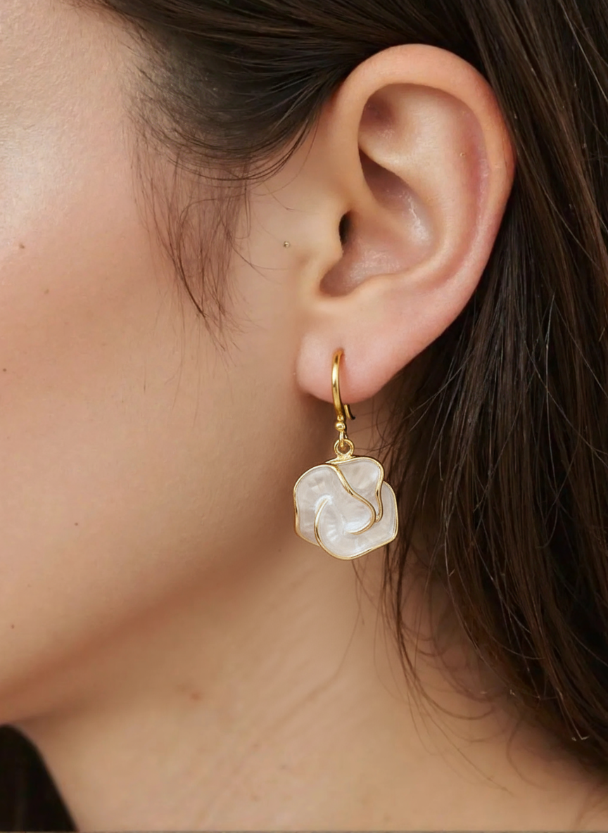 Elegant Earrings with White Petals