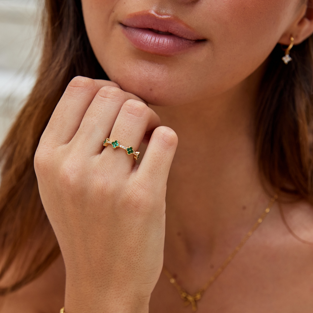 Lucky Clover Crystal Ring