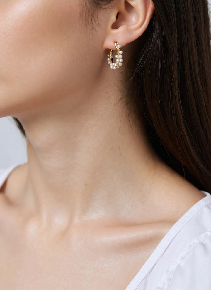 Elegant Inlaid Pearl Earrings