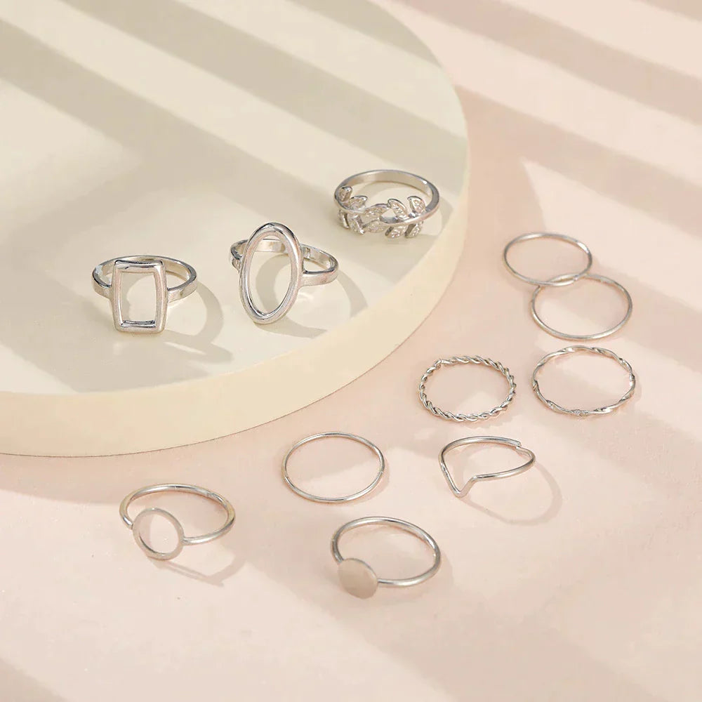 Pack 11 Silver Rings