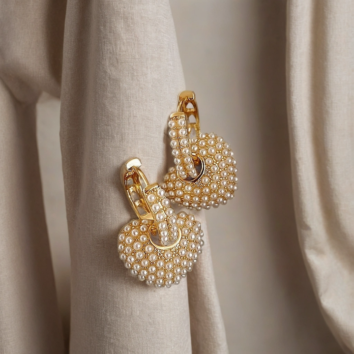 Fully Heart Pearl Earrings