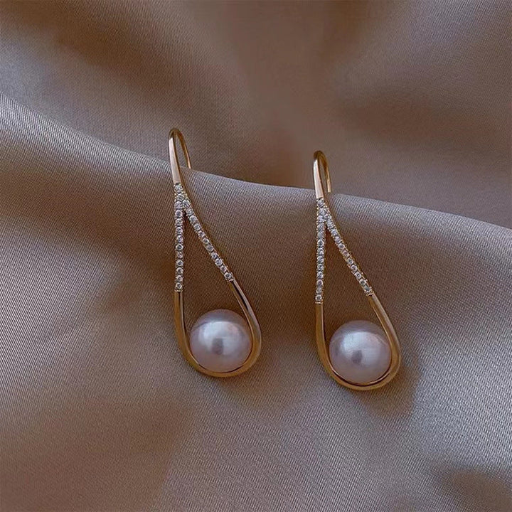 Pearl and Zirconia Pendant Earrings