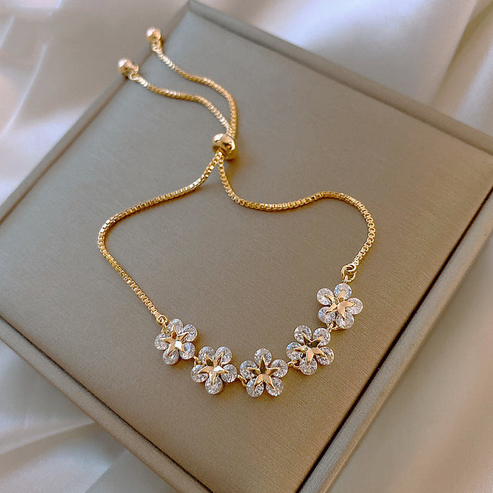 Flower crystal Gold Bracelet