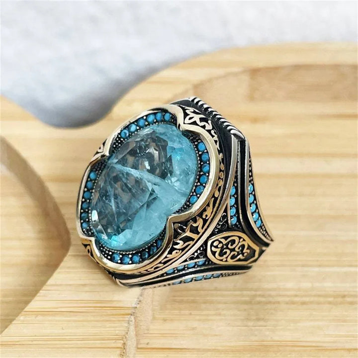 Yasmine Vintage Blue Zircon Stone Ring