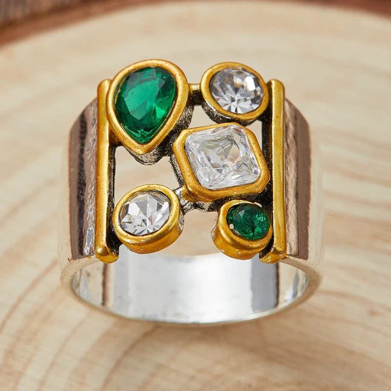 Victoria Green White Zircon Ring