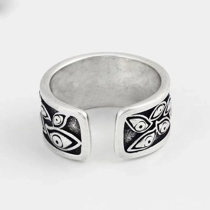 Retro Eyes Adjustable Ring Silver