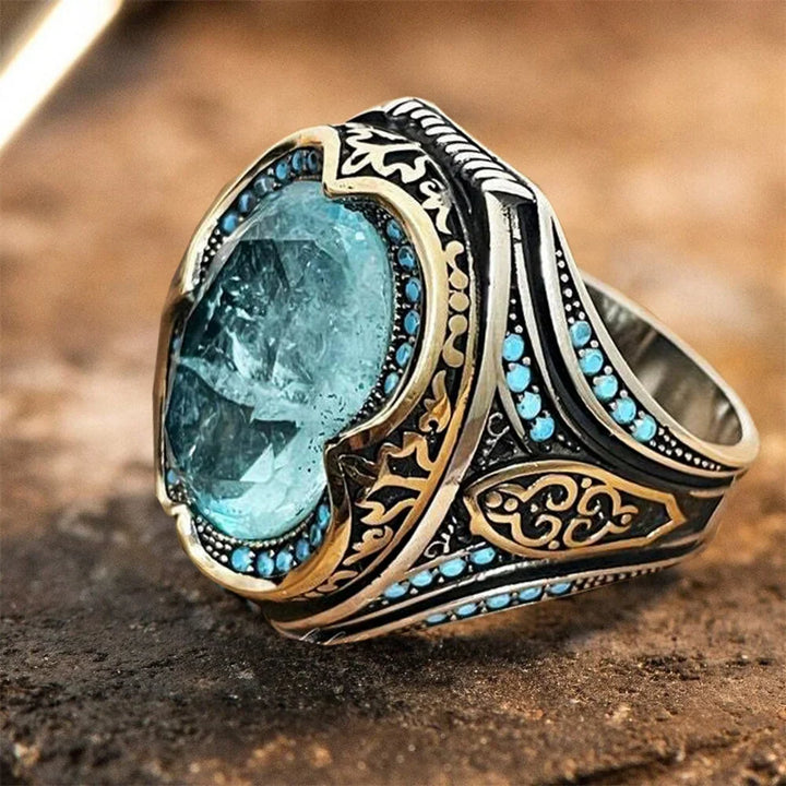 Yasmine Vintage Blue Zircon Stone Ring