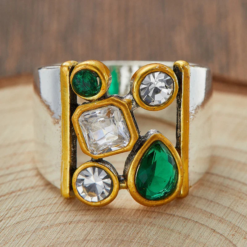 Victoria Green White Zircon Ring