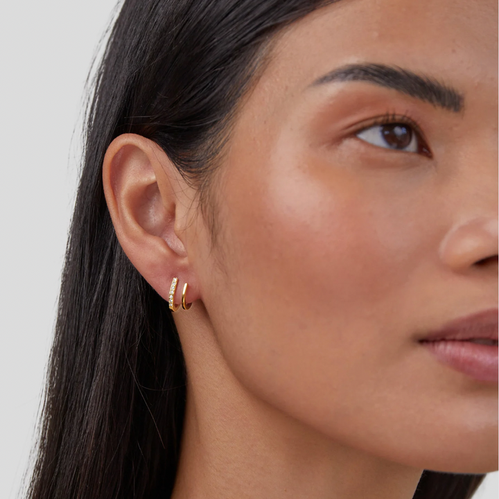 Double Hoop Gold & Crystal Earrings