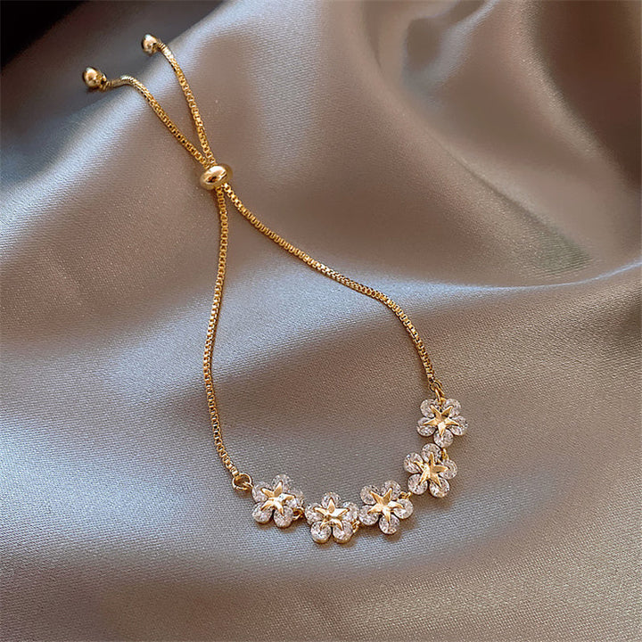 Flower crystal Gold Bracelet