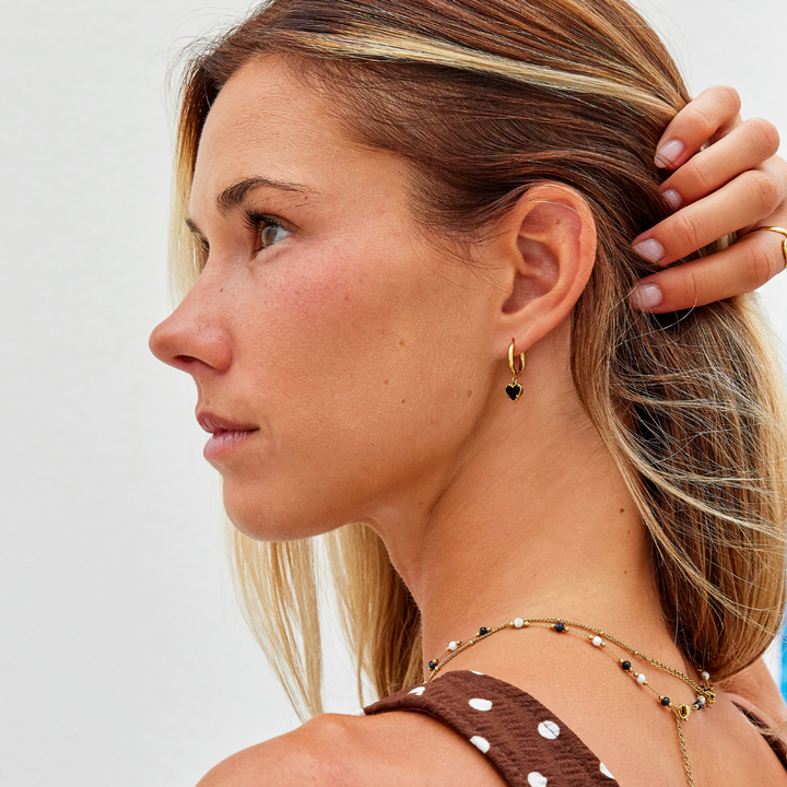 Black Hearts Hoop Earrings