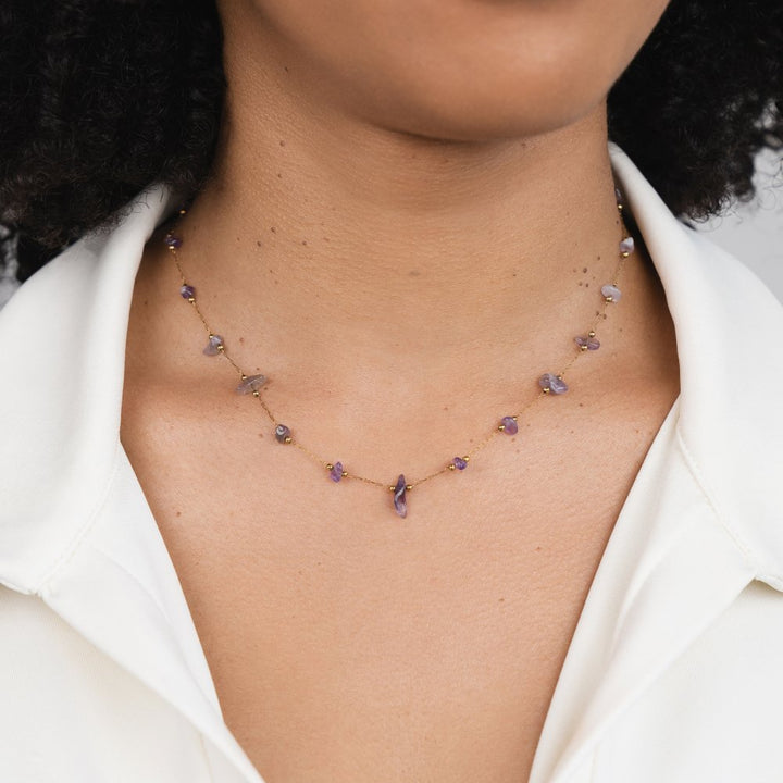 Purple Crystal Bead Necklace