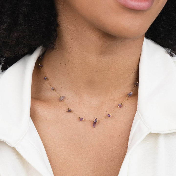 Purple Crystal Bead Necklace