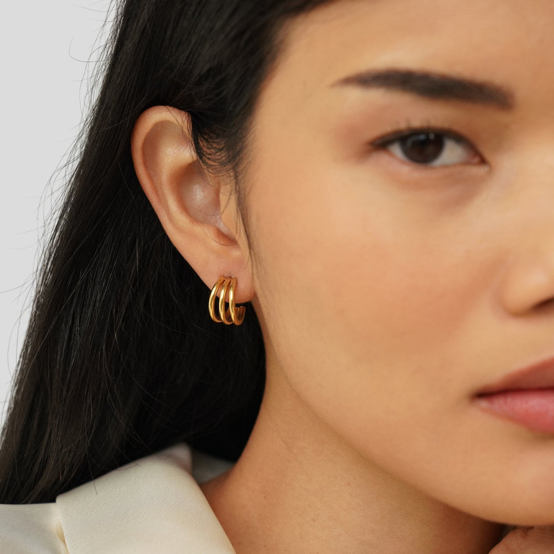 Classic Triple Gold Earrings