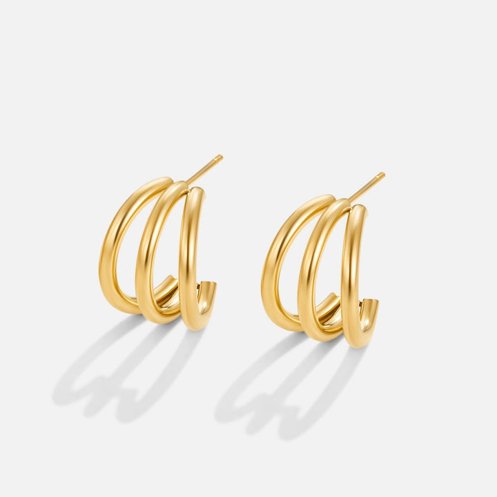 Classic Triple Gold Earrings