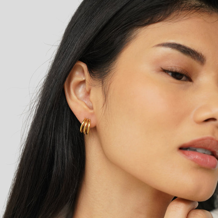 Classic Triple Gold Earrings