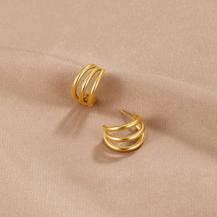 Classic Triple Gold Earrings