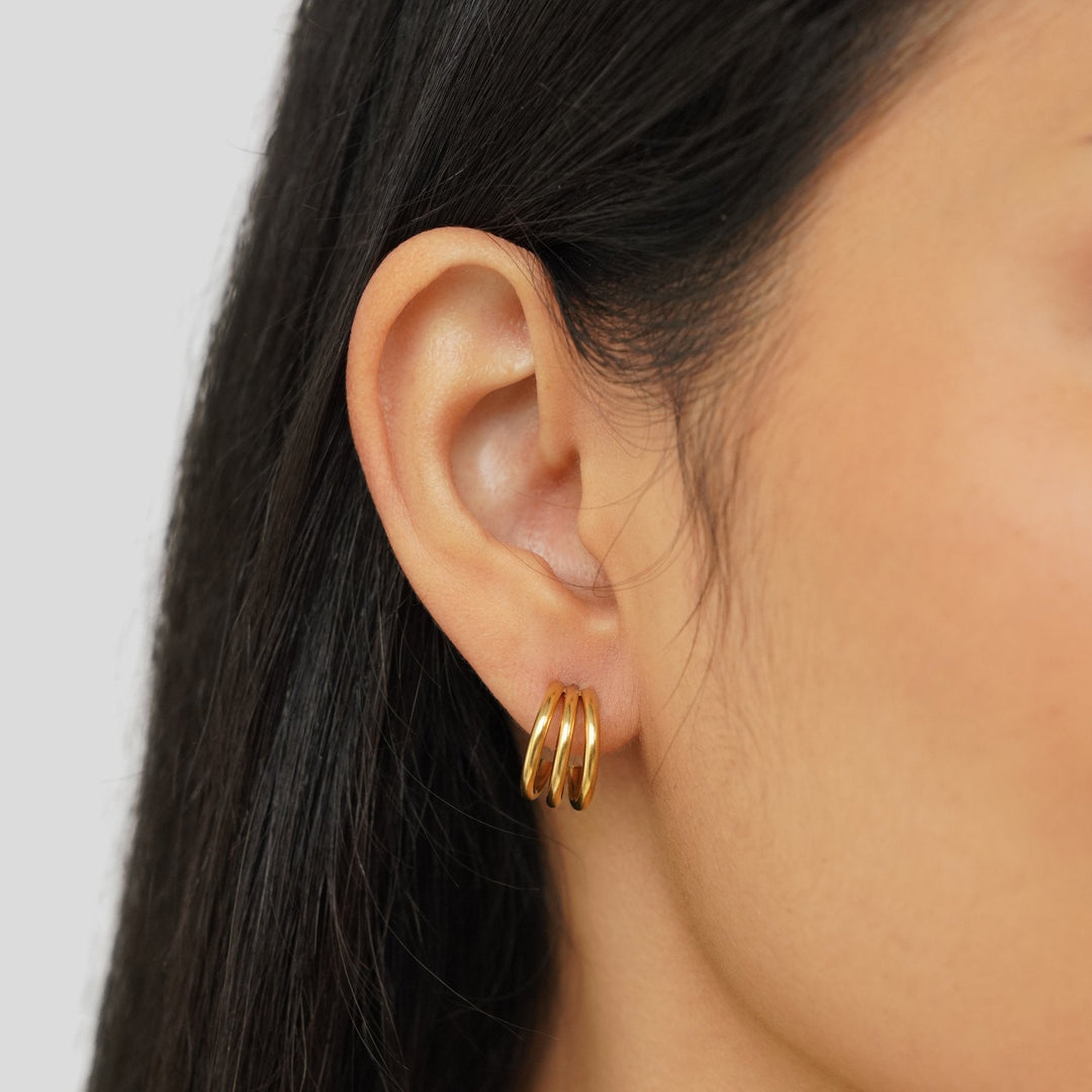 Classic Triple Gold Earrings