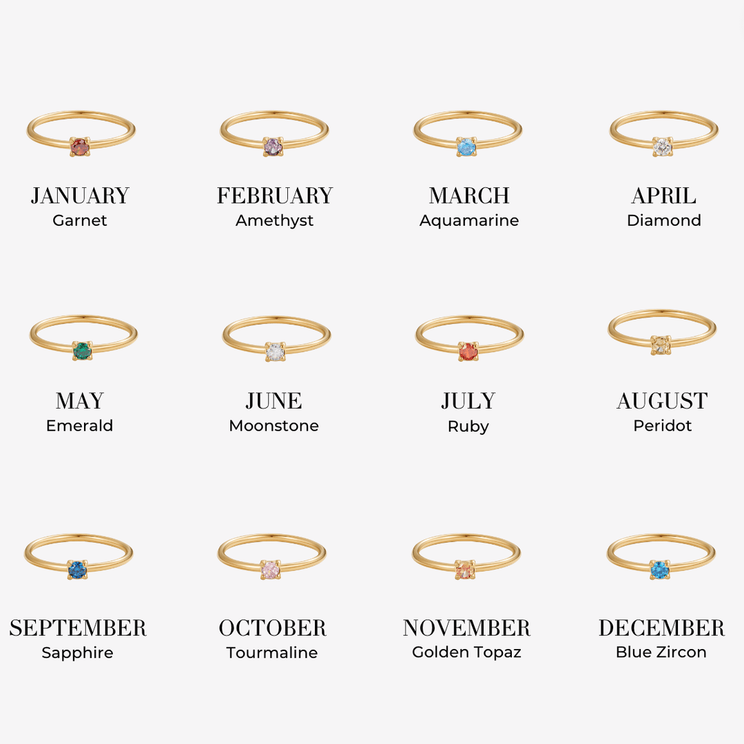 Birthstone 18K Gold Rings