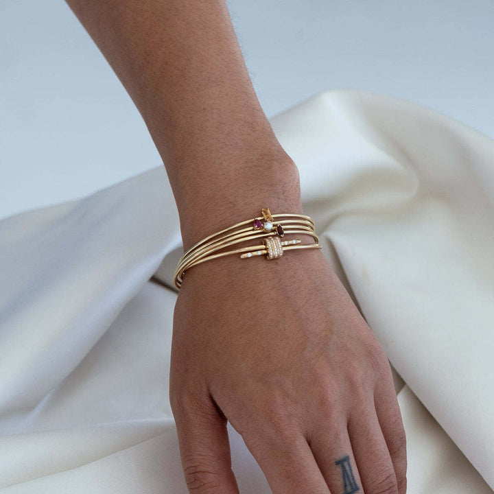 Gold Birth Bangle with Diamond detail