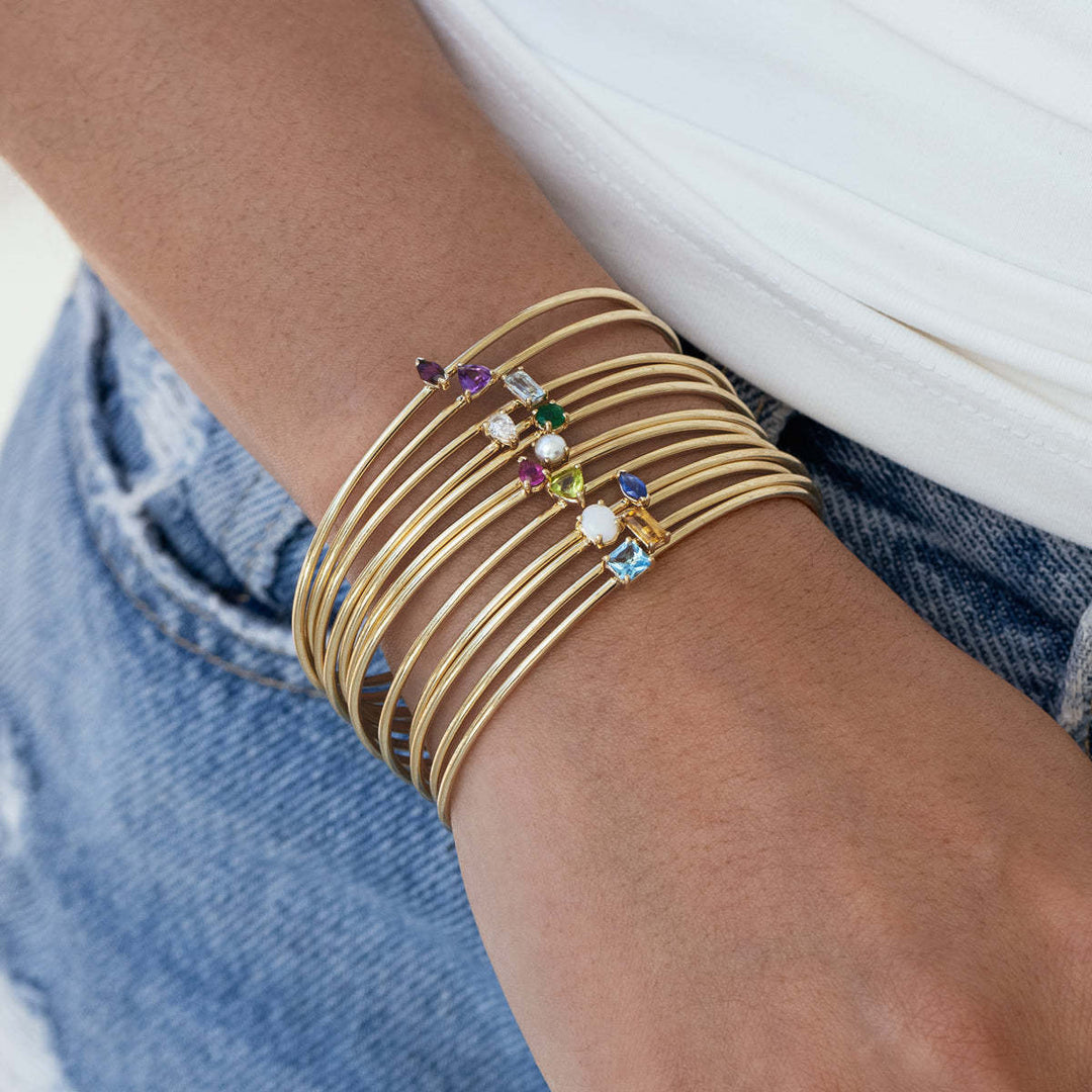 Gold Birth Bangle with Diamond detail