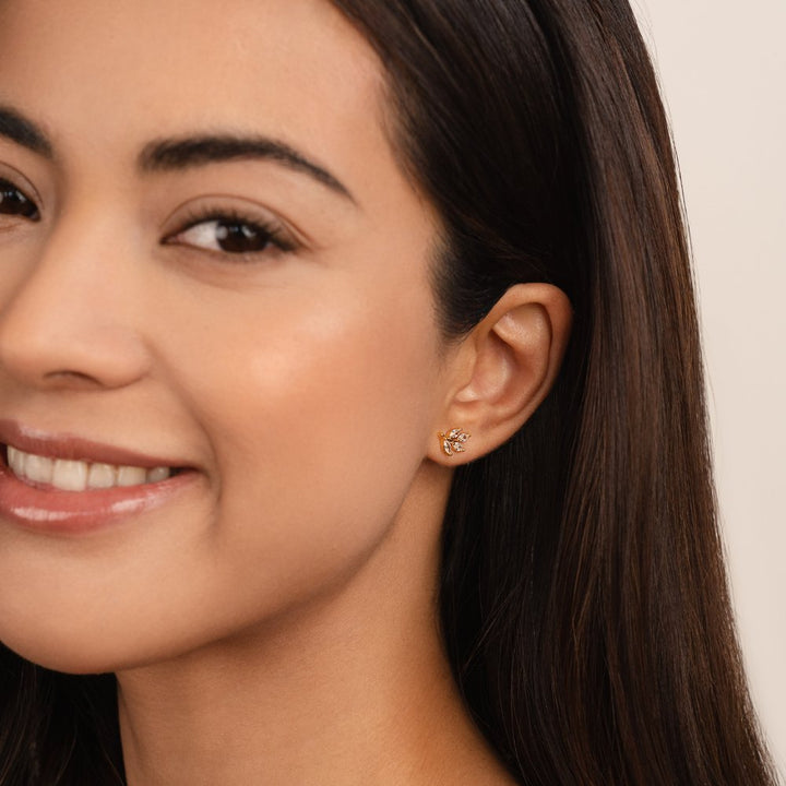 Crystal Gold Leaf Earrings