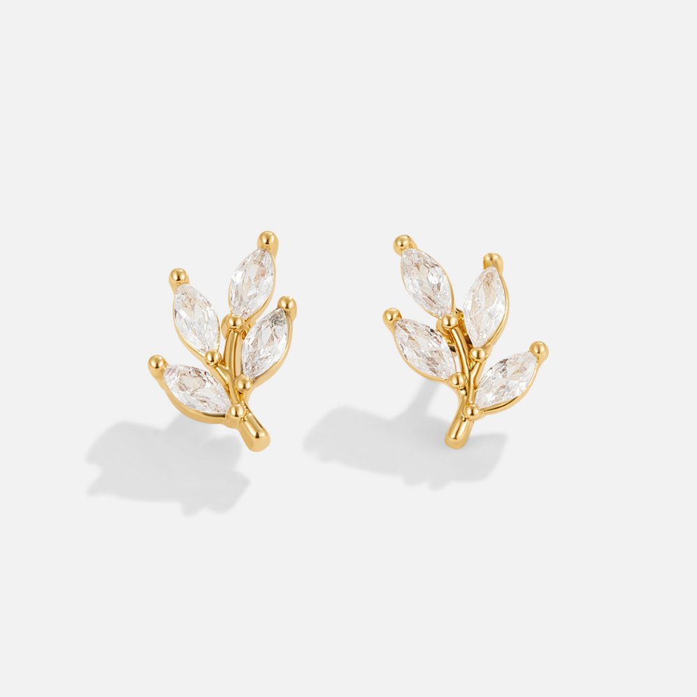 Crystal Gold Leaf Earrings
