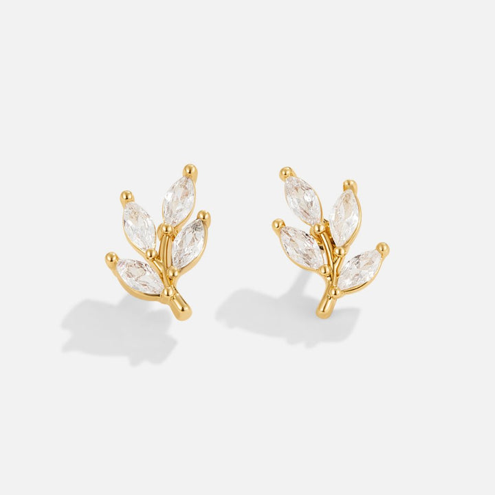 Crystal Gold Leaf Earrings