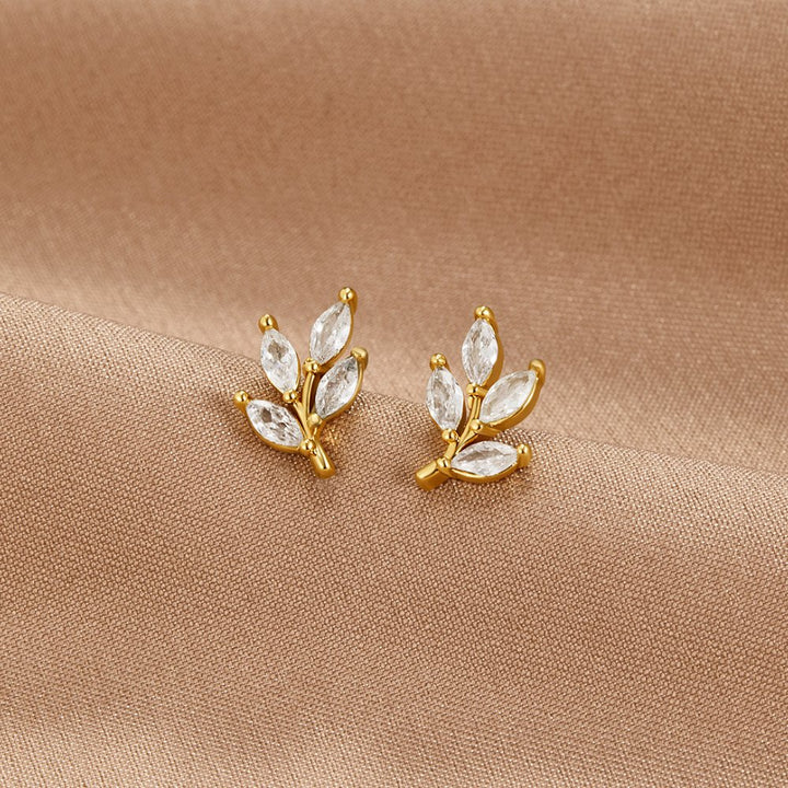 Crystal Gold Leaf Earrings