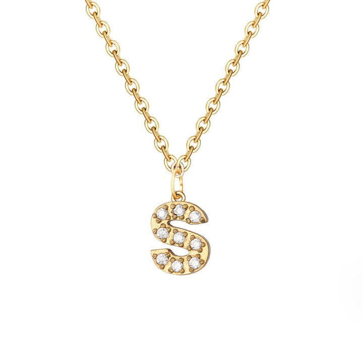 Crystal Letter Charm Necklace