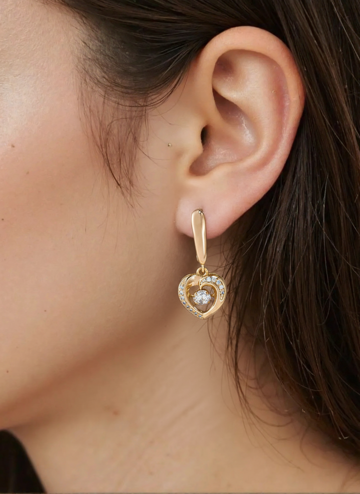 Elegant Golden Hollow Heart Earrings