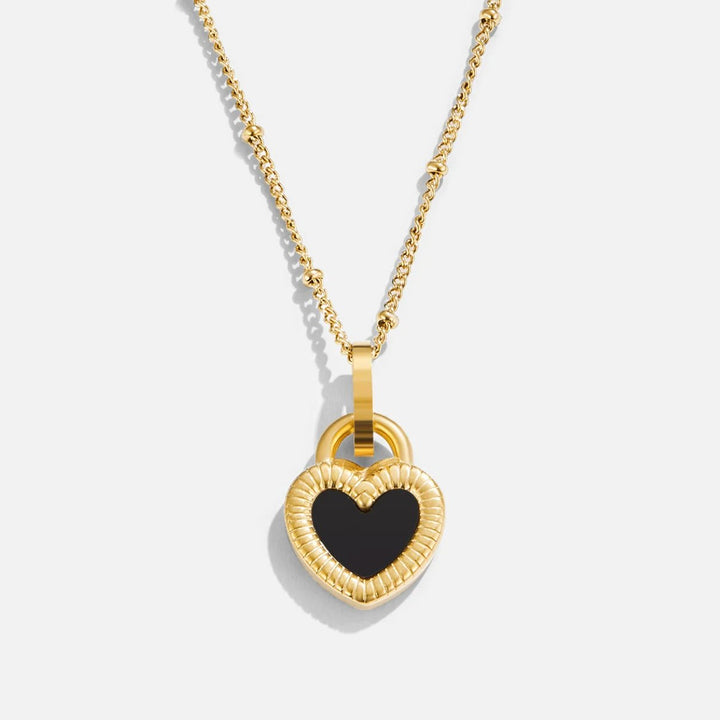 Heart with Black stone Necklace