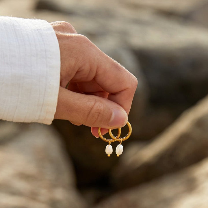 Pearl Hoop Earrings