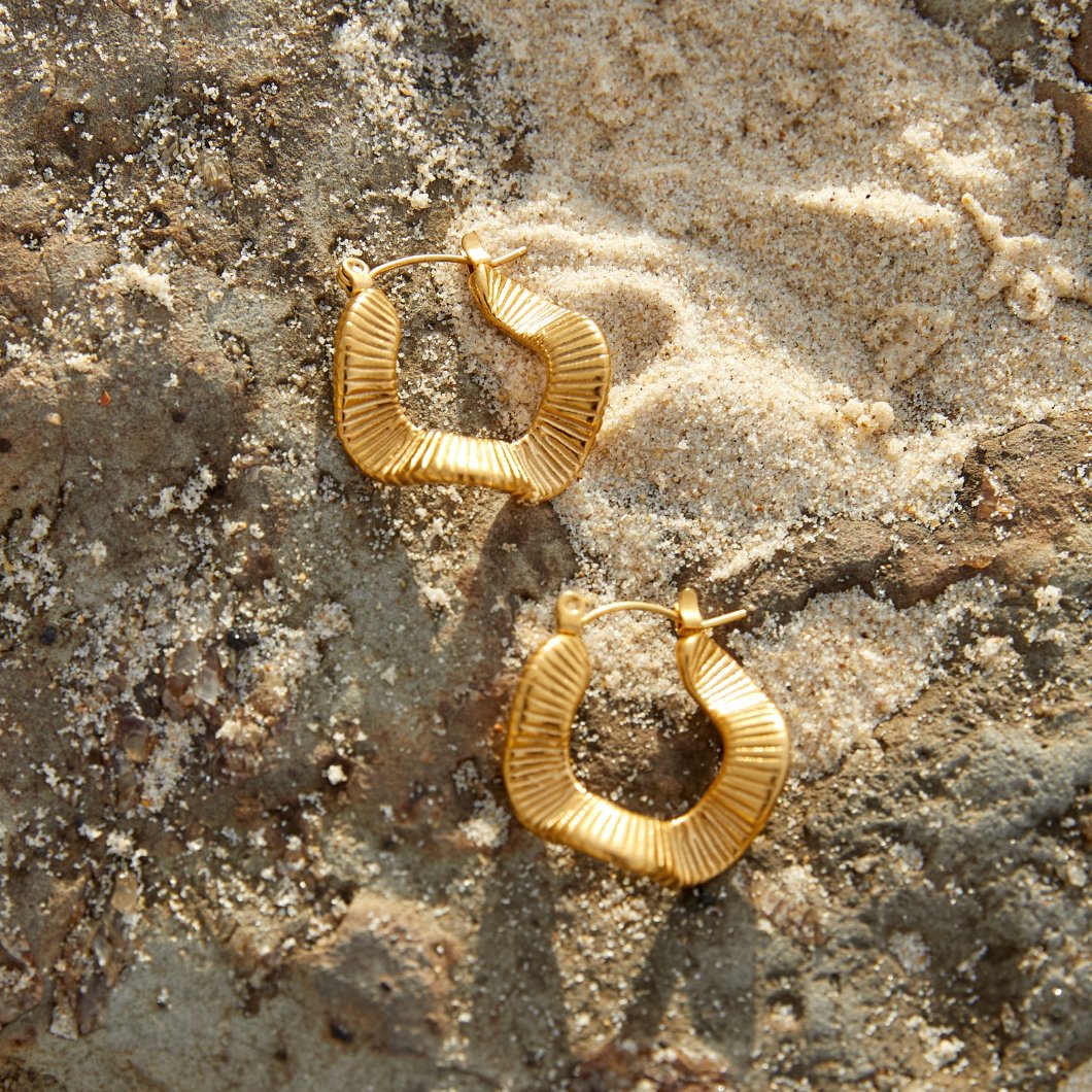 Beach Wave Gold Hoop Earrings