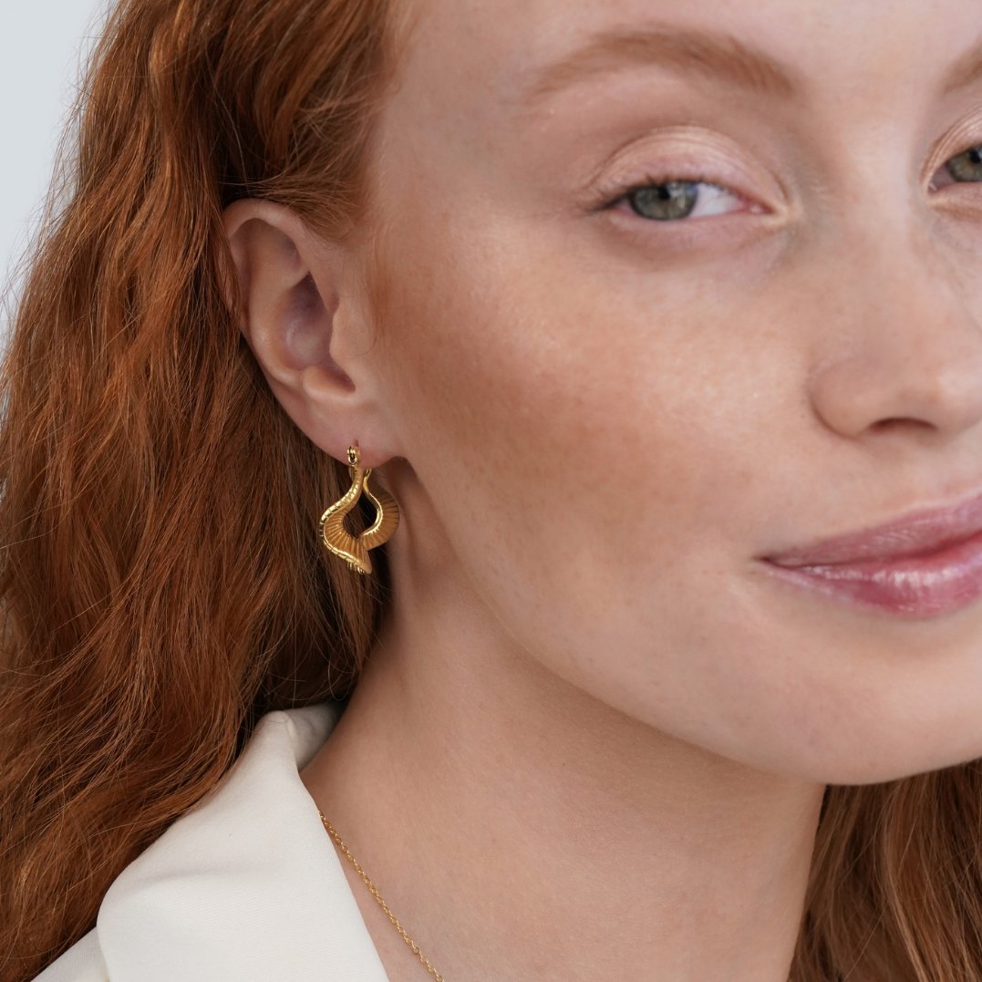 Beach Wave Gold Hoop Earrings