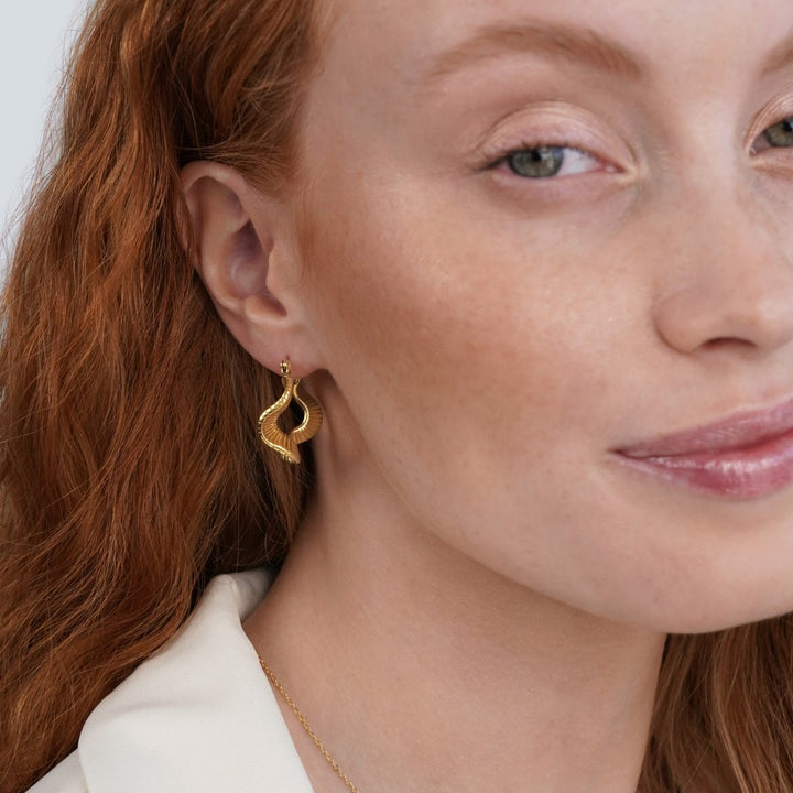 Beach Wave Gold Hoop Earrings