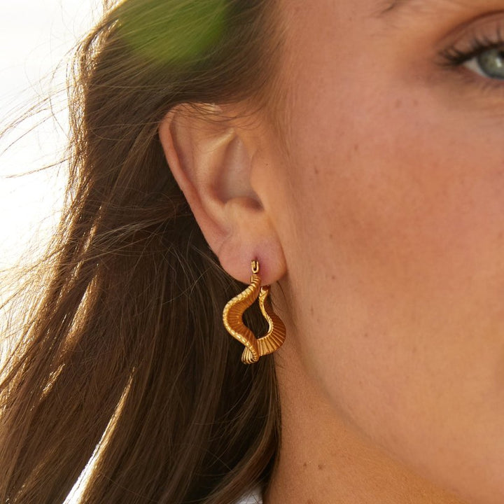 Beach Wave Gold Hoop Earrings