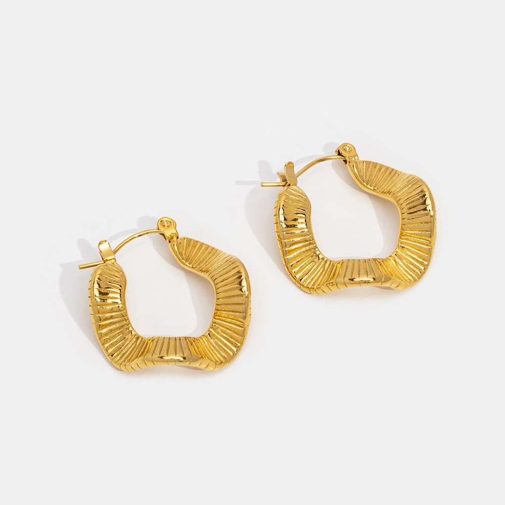 Beach Wave Gold Hoop Earrings
