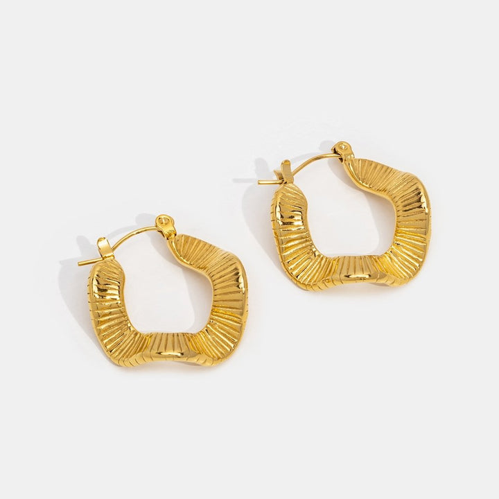 Beach Wave Gold Hoop Earrings