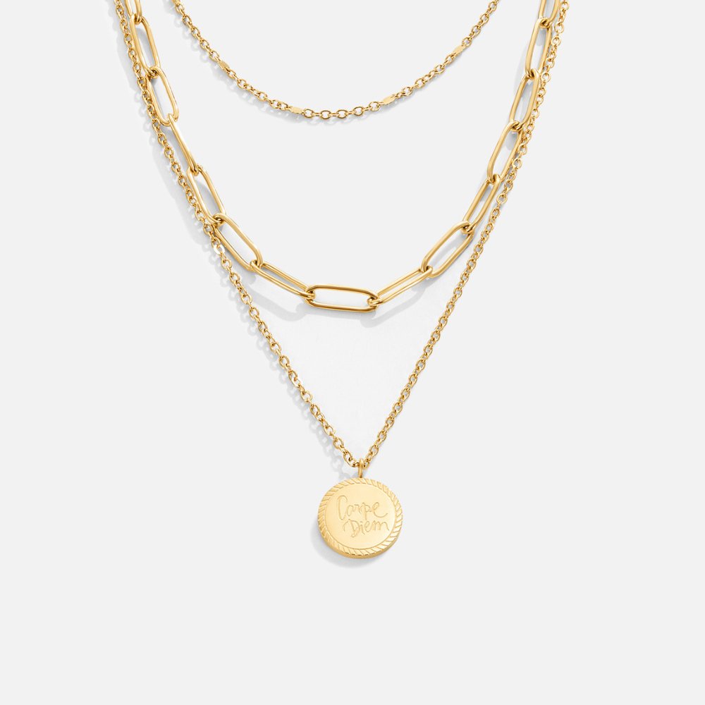 Golden Coin Layered Chain Necklace