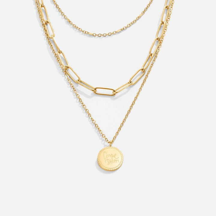 Golden Coin Layered Chain Necklace