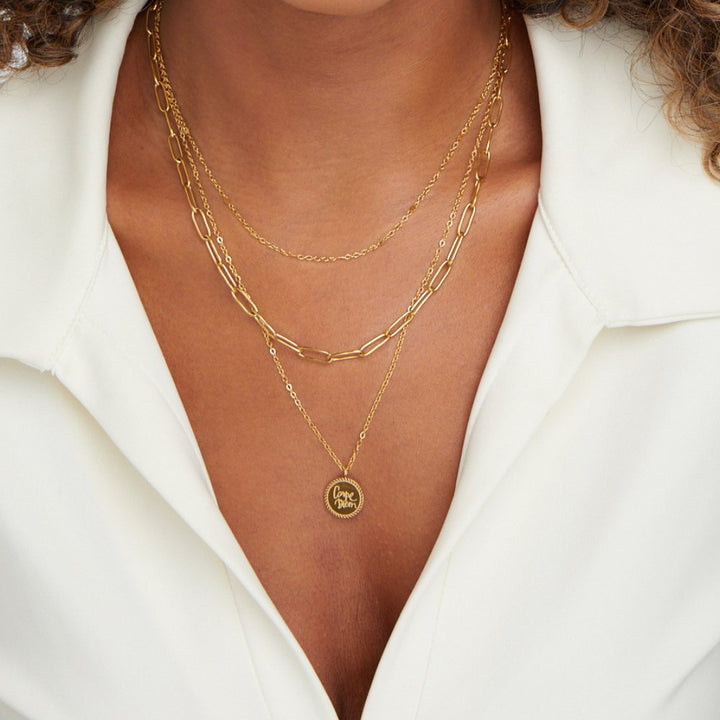 Golden Coin Layered Chain Necklace