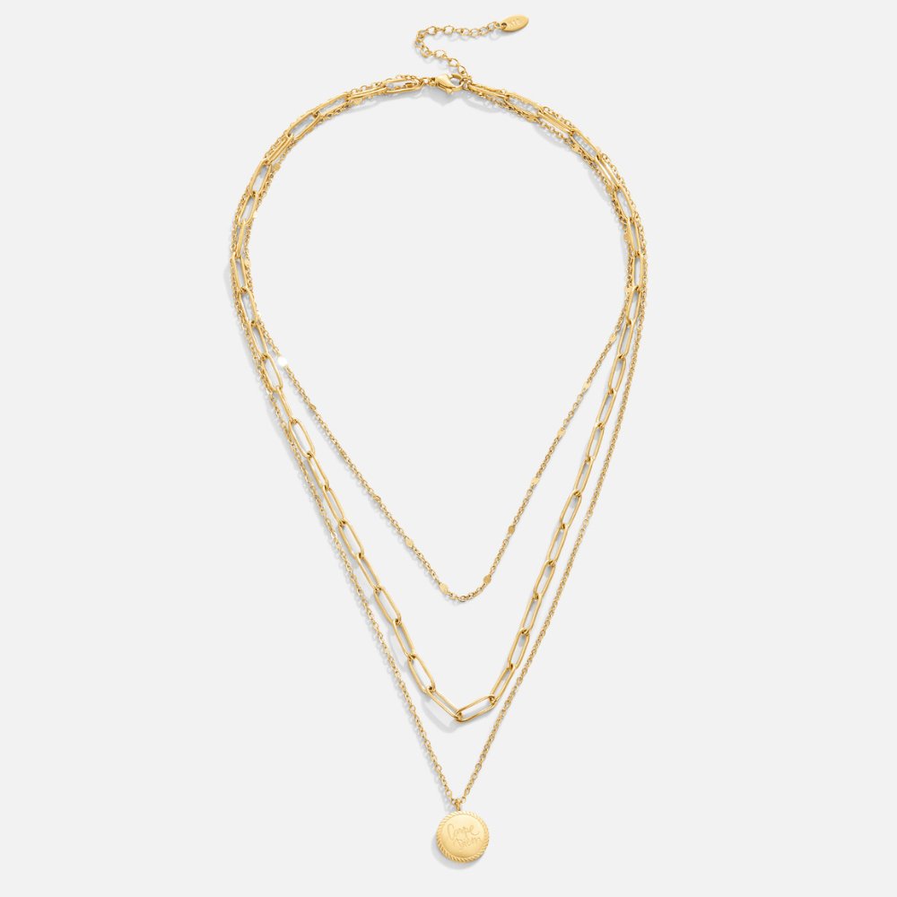 Golden Coin Layered Chain Necklace