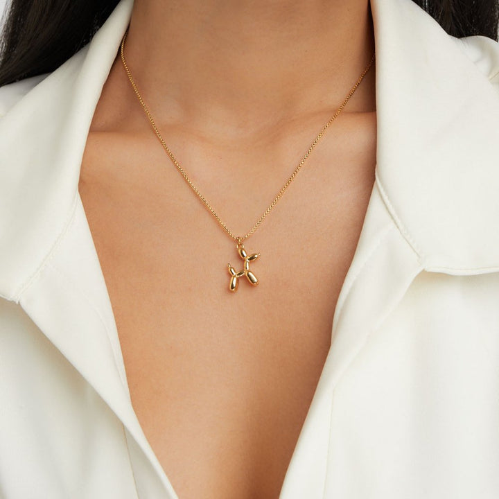 Gold Balloon Dog Necklace