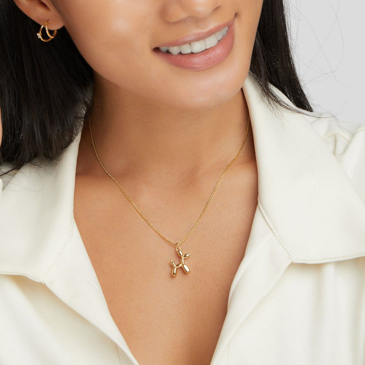 Gold Balloon Dog Necklace