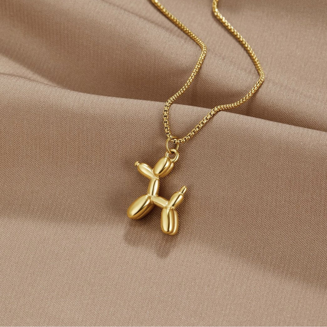 Gold Balloon Dog Necklace
